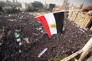 Egyptians in the Tahrir square during the 25th revolution